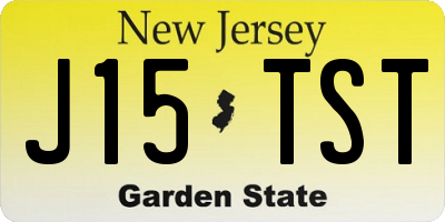 NJ license plate J15TST