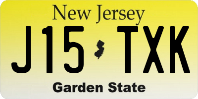 NJ license plate J15TXK