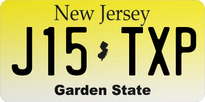 NJ license plate J15TXP