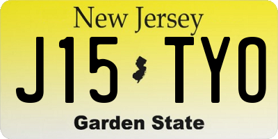 NJ license plate J15TYO