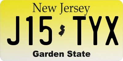 NJ license plate J15TYX