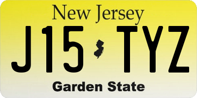 NJ license plate J15TYZ