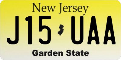 NJ license plate J15UAA
