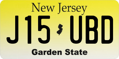 NJ license plate J15UBD