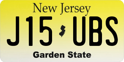 NJ license plate J15UBS
