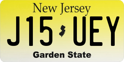 NJ license plate J15UEY