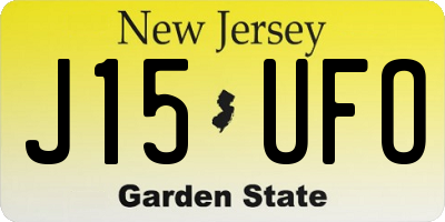 NJ license plate J15UFO