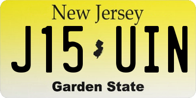 NJ license plate J15UIN