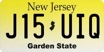 NJ license plate J15UIQ