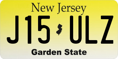 NJ license plate J15ULZ