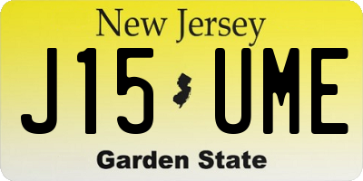NJ license plate J15UME