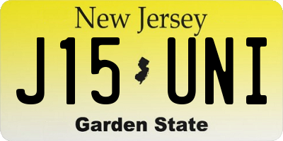 NJ license plate J15UNI