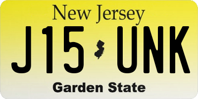 NJ license plate J15UNK
