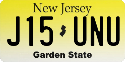 NJ license plate J15UNU