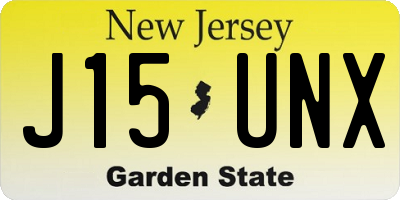 NJ license plate J15UNX