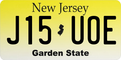 NJ license plate J15UOE