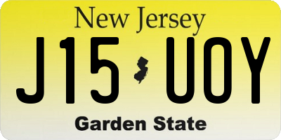 NJ license plate J15UOY