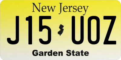 NJ license plate J15UOZ