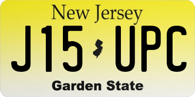 NJ license plate J15UPC