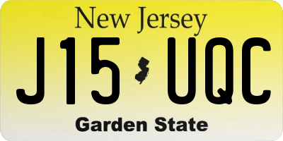 NJ license plate J15UQC