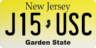 NJ license plate J15USC