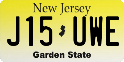 NJ license plate J15UWE