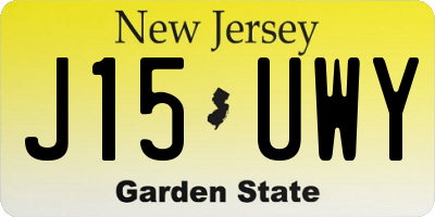 NJ license plate J15UWY