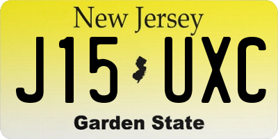 NJ license plate J15UXC