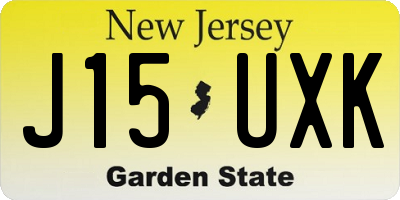 NJ license plate J15UXK