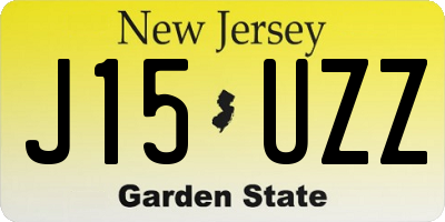 NJ license plate J15UZZ