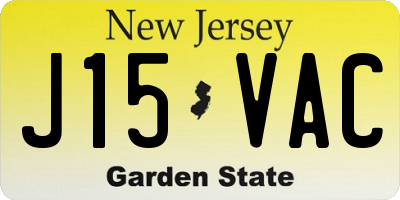 NJ license plate J15VAC