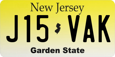 NJ license plate J15VAK