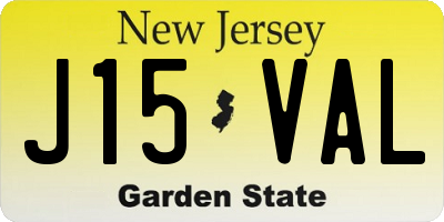 NJ license plate J15VAL