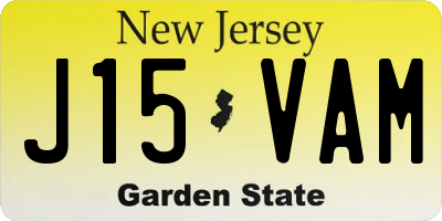NJ license plate J15VAM