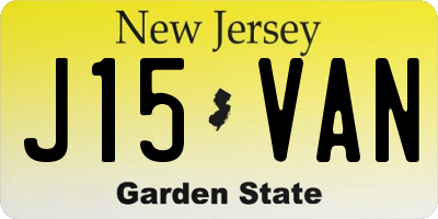 NJ license plate J15VAN