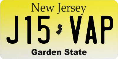 NJ license plate J15VAP
