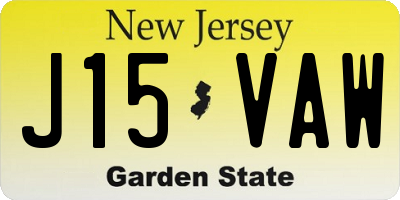 NJ license plate J15VAW