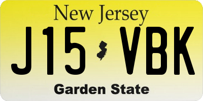 NJ license plate J15VBK