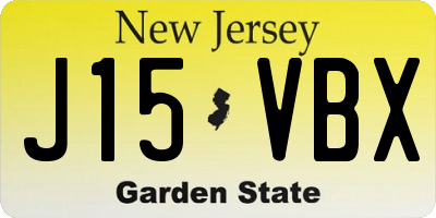NJ license plate J15VBX