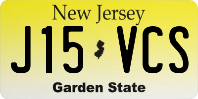 NJ license plate J15VCS