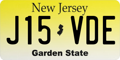 NJ license plate J15VDE