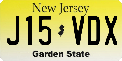 NJ license plate J15VDX