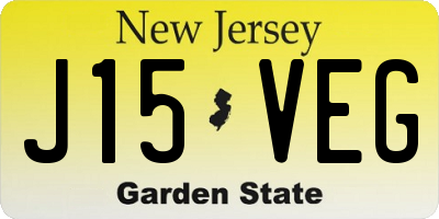 NJ license plate J15VEG