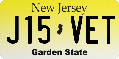 NJ license plate J15VET