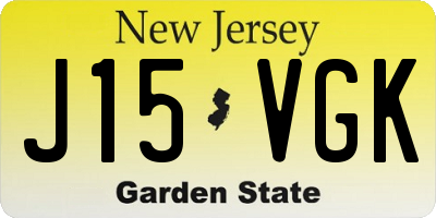 NJ license plate J15VGK