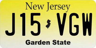 NJ license plate J15VGW