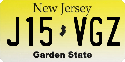 NJ license plate J15VGZ