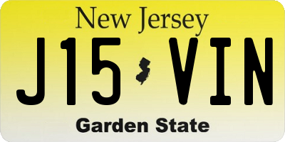 NJ license plate J15VIN