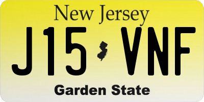 NJ license plate J15VNF