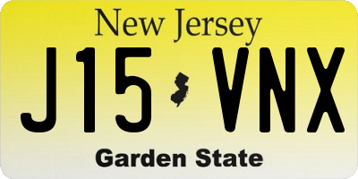NJ license plate J15VNX